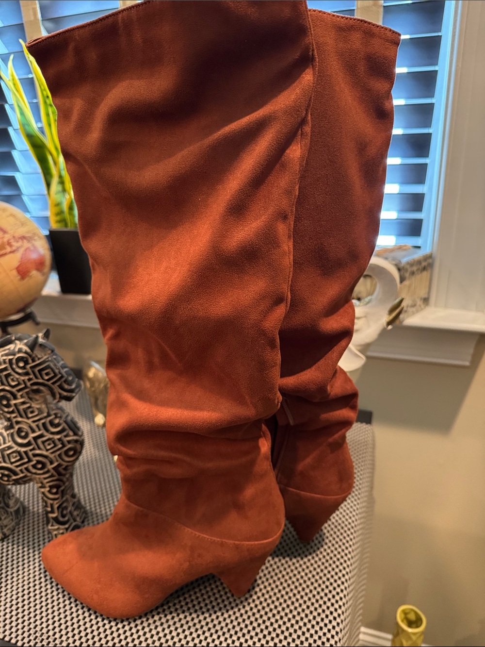 Women's Suede-Look Rust Slouch Knee-High Boots size 10 NWT